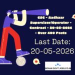 CSC Aadhaar Supervisor/Operator Recruitment 2026