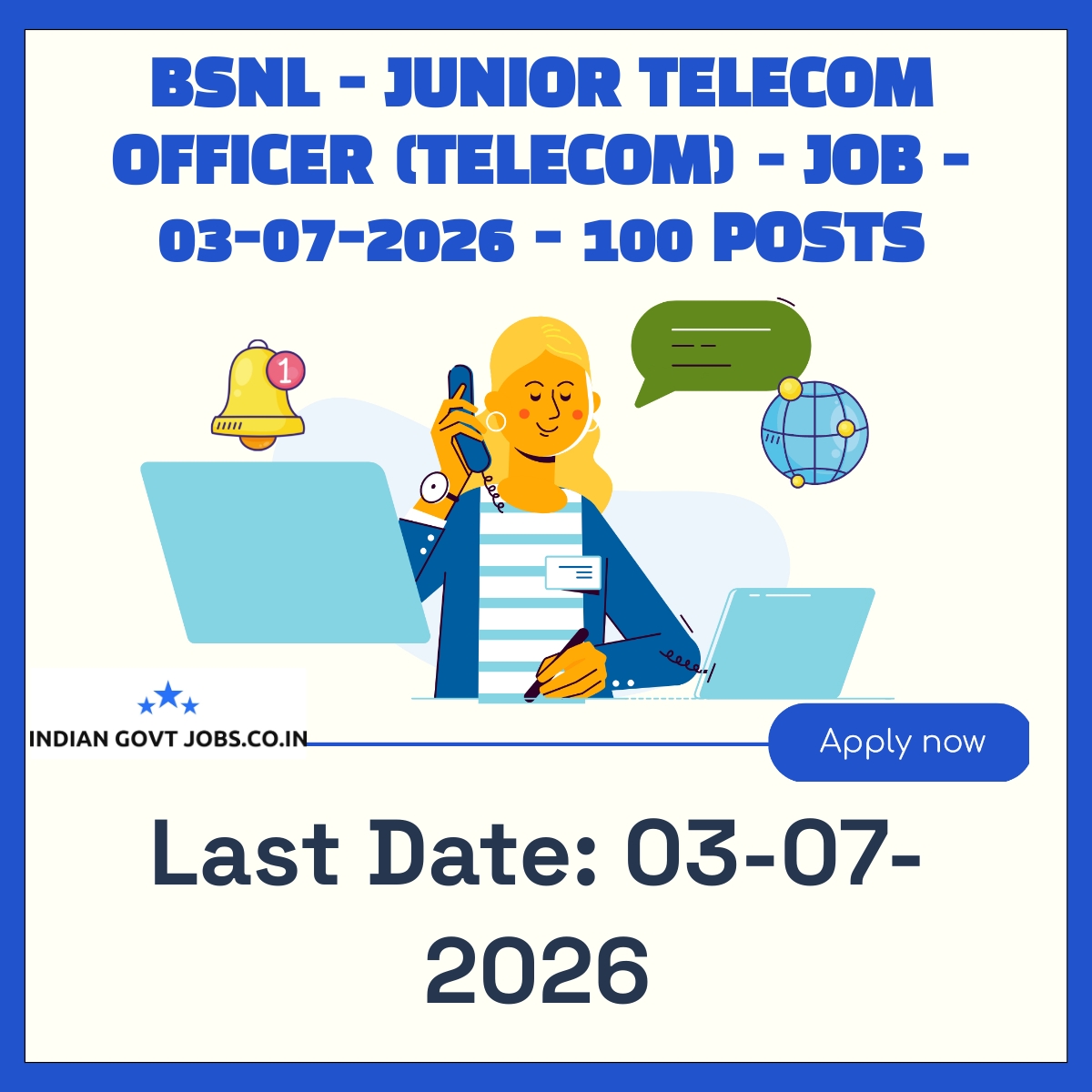 BSNL Junior Telecom Officer (Telecom) [JTO(T)-DR] Recruitment 2026