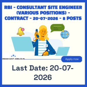 RBI Consultant Site Engineer (Civil) Level 2 Recruitment 2026