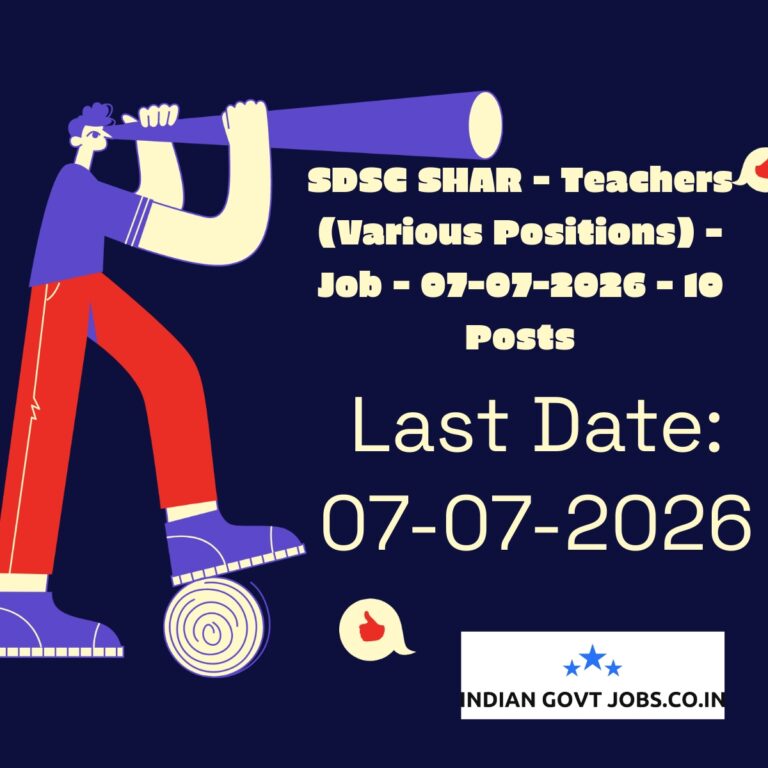 SDSC SHAR Trained Graduate Teacher (Maths) Recruitment 2026
