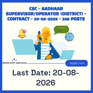 CSC Aadhaar Supervisor/Operator - District Recruitment 2026
