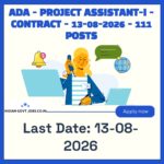 ADA Project Assistant-I – Computer Science Engineering Recruitment 2026