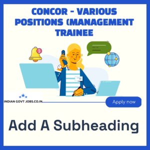 CONCOR Management Trainee Recruitment 2026