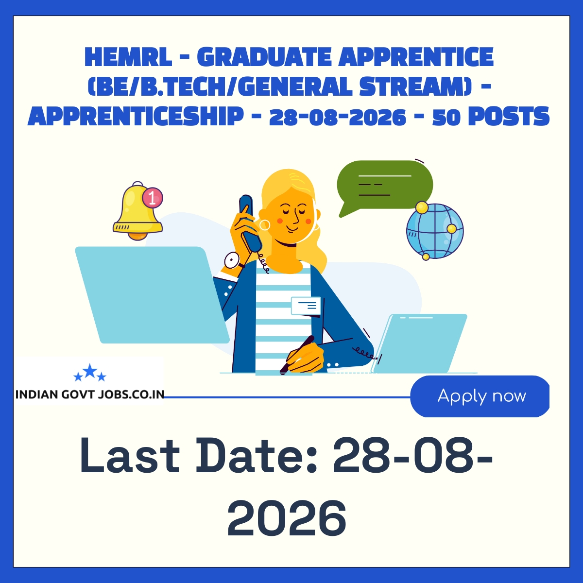 HEMRL Graduate Apprentice (BE/B.Tech/General Stream) Recruitment 2026