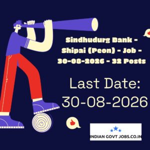 Sindhudurg Bank Shipai (Peon) Recruitment 2026