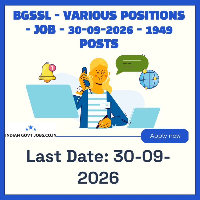 BGSSL Apprentice (Tele Calling) Recruitment 2026