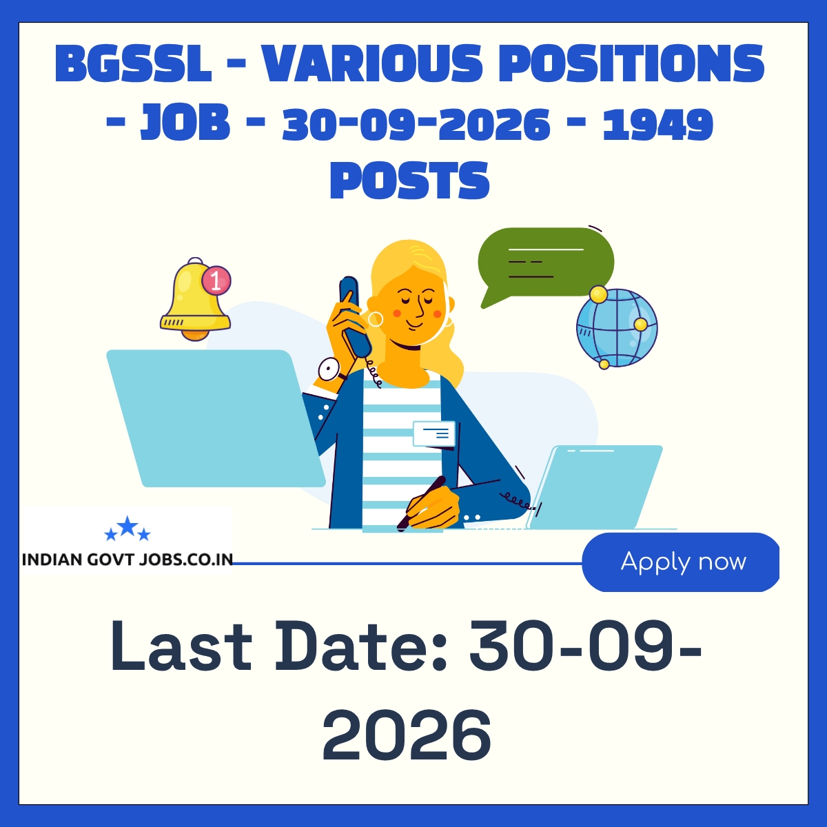 BGSSL Apprentice (Tele Calling) Recruitment 2026