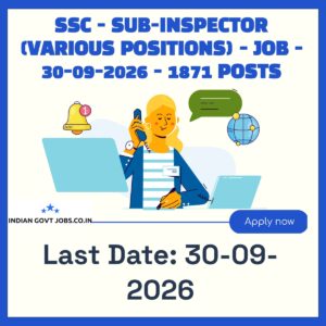 SSC Sub-Inspector (GD) in CAPFs Recruitment 2026