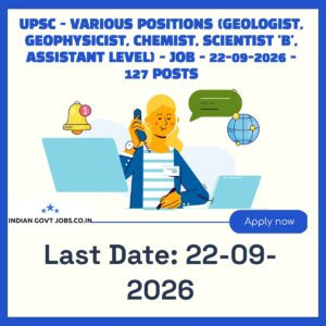 UPSC Geologist Recruitment 2026