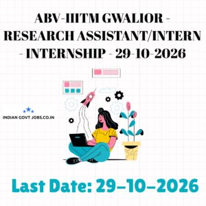 ABV-IIITM Gwalior Research Assistant/Intern Recruitment 2026