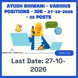 AYUSH Bhiwani Specialist (Ayurvedic Spl.) Recruitment 2026