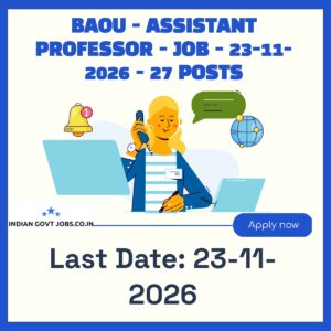 BAOU Assistant Professor Recruitment 2026