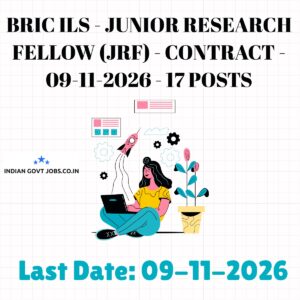 BRIC ILS Junior Research Fellow (JRF) Recruitment 2026
