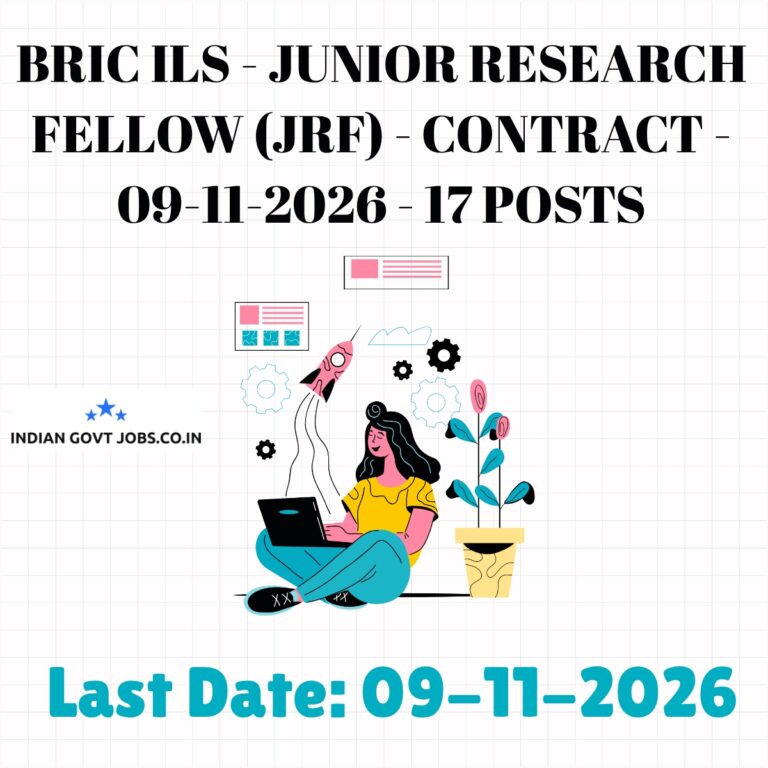 BRIC ILS Junior Research Fellow (JRF) Recruitment 2026