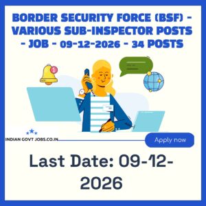 BSF Sub-Inspector (Medic) Recruitment 2026