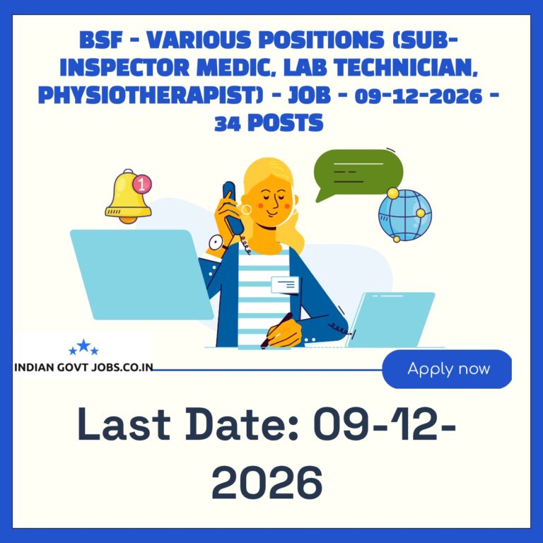 BSF Sub-Inspector (Medic) Recruitment 2026
