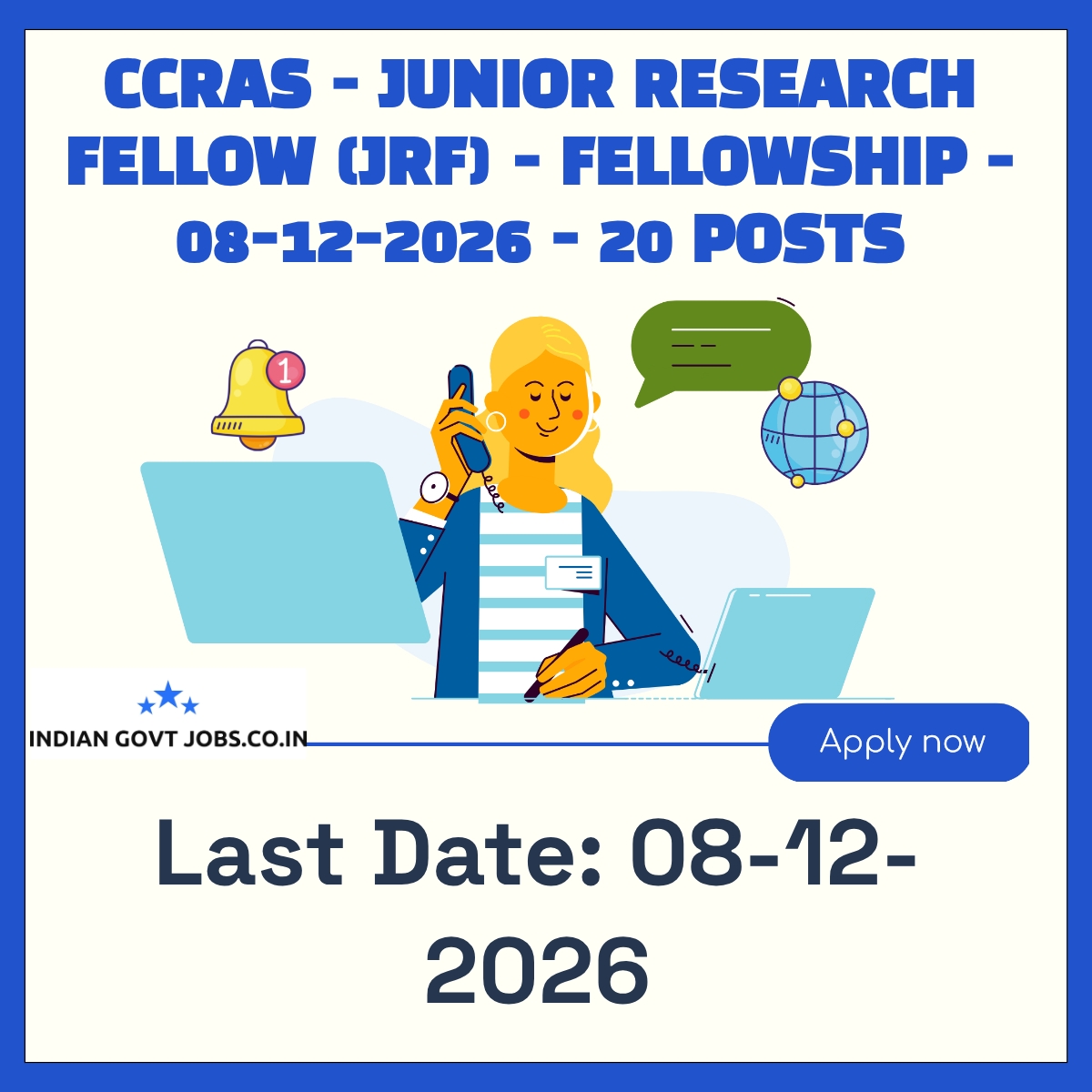 CCRAS Junior Research Fellow (JRF) Recruitment 2026