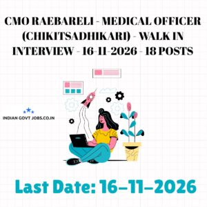 CMO Raebareli Medical Officer (Chikitsadhikari) Recruitment 2026