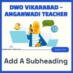 DWO Vikarabad Anganwadi Teacher Recruitment 2026