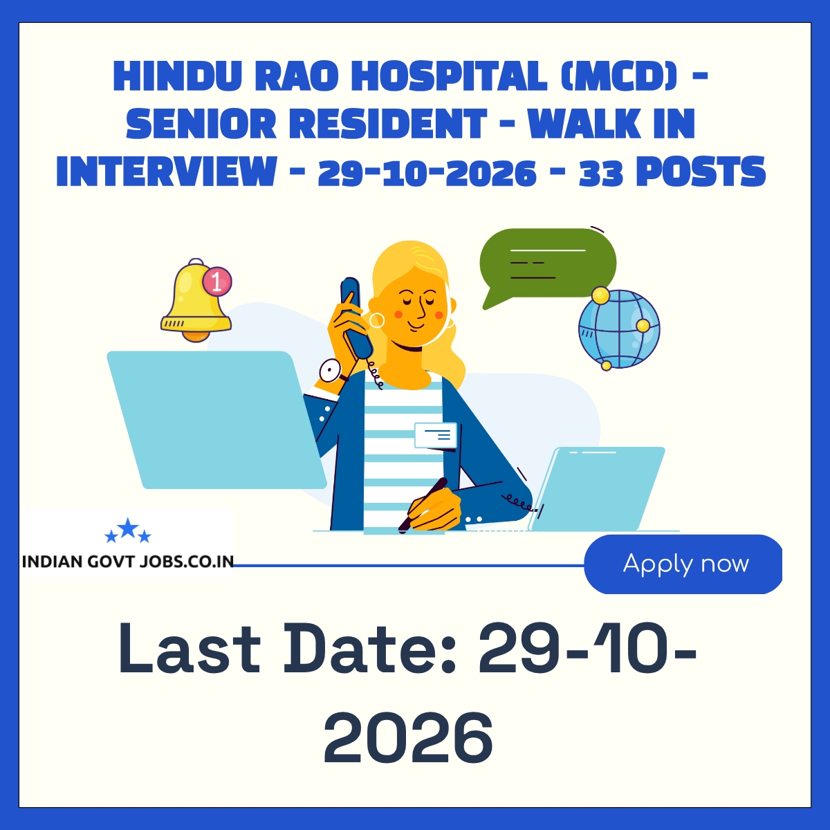 Hindu Rao Hospital Senior Resident Recruitment 2026