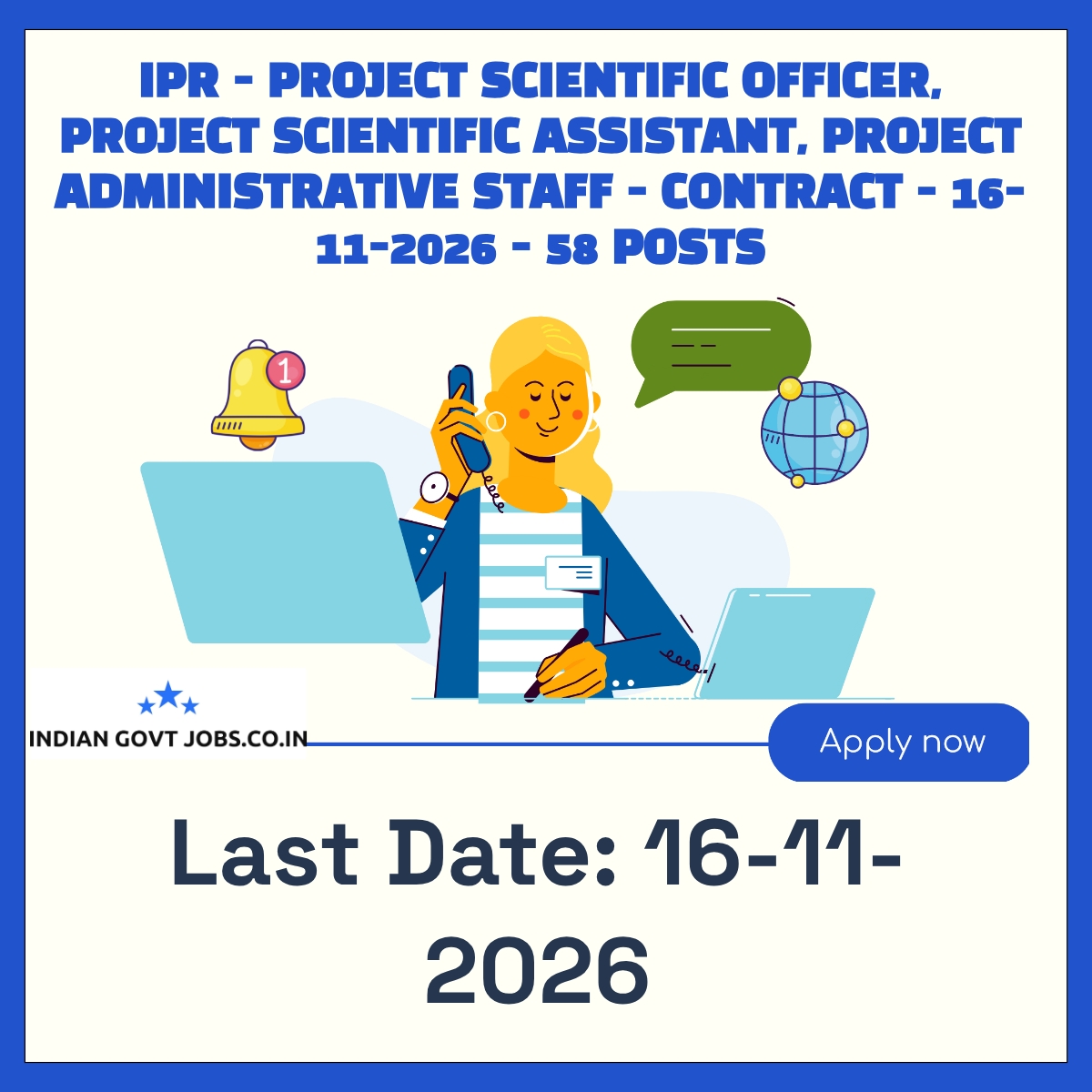 IPR Project Scientific Officer Recruitment 2026