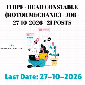 ITBPF Head Constable (Motor Mechanic) Recruitment 2026
