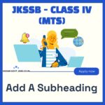 JKSSB Class-IV (MTS) Recruitment 2026