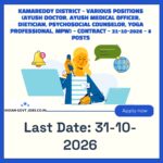 Kamareddy District AYUSH Doctor with PG Qualification Recruitment 2026