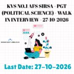 KVS No.1 AFS Sirsa PGT (Political Science) Recruitment 2026