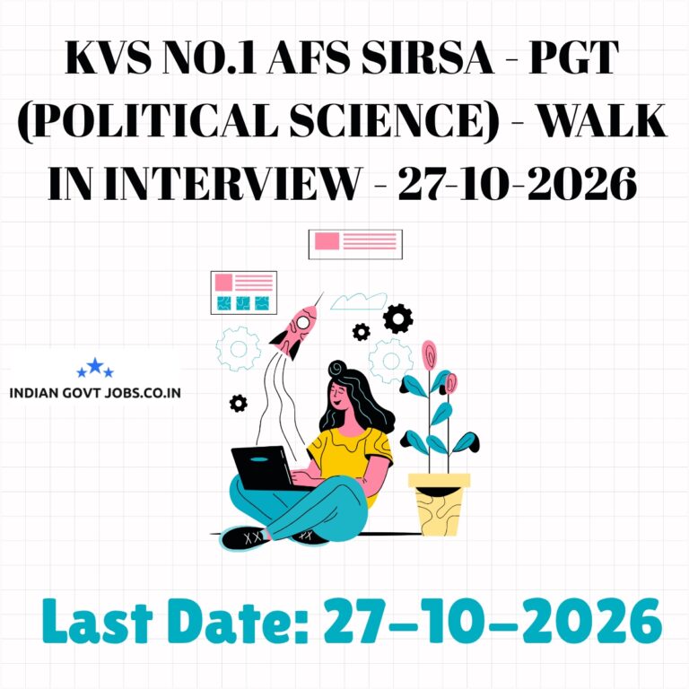 KVS No.1 AFS Sirsa PGT (Political Science) Recruitment 2026
