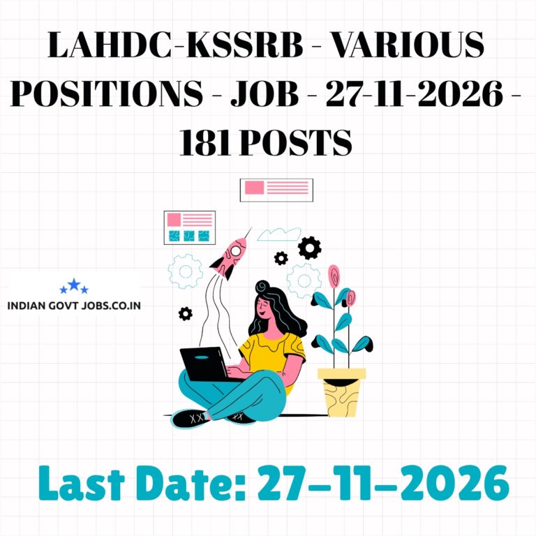 LAHDC-KSSRB Laboratory Assistant Recruitment 2026