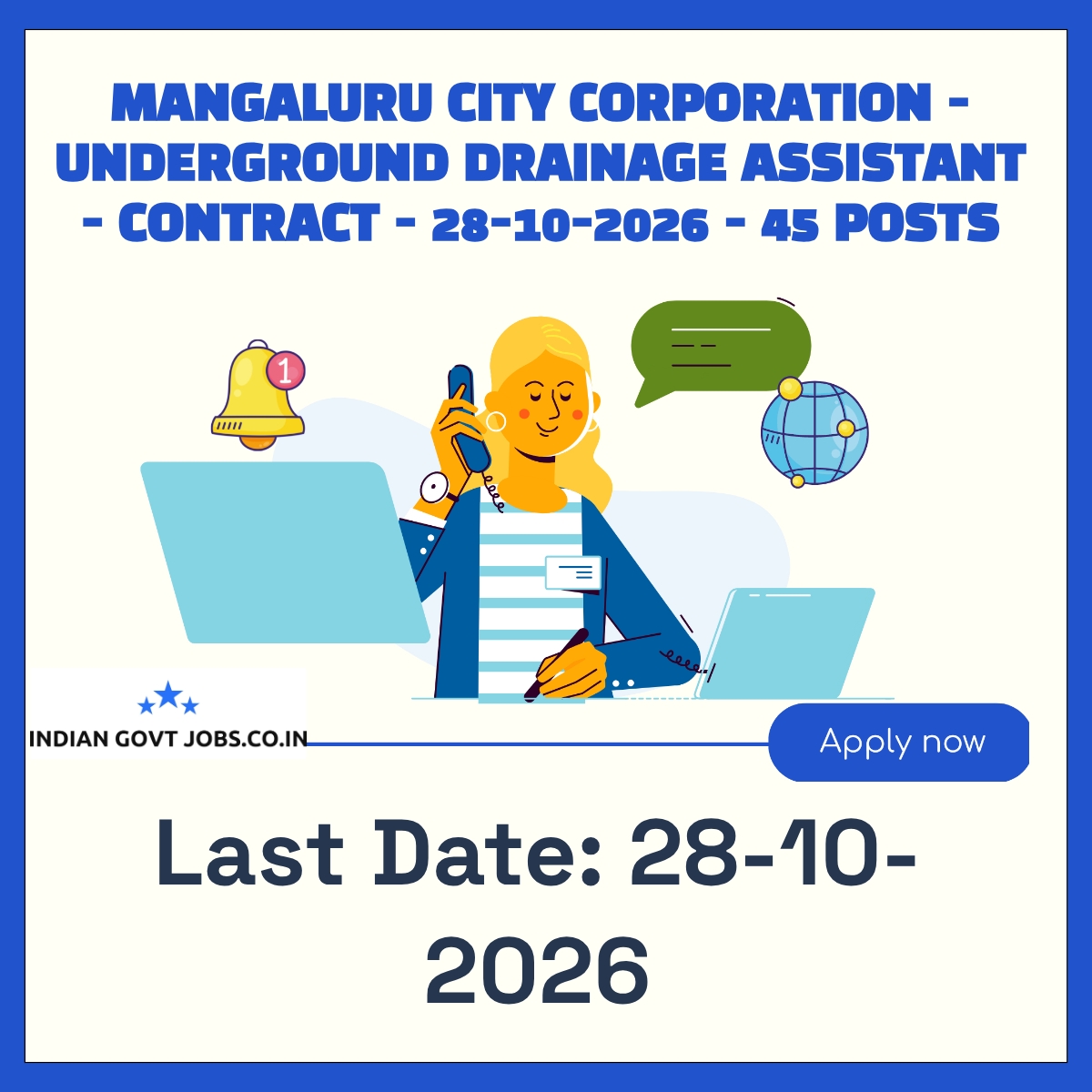 Mangaluru City Corporation Underground Drainage Assistant Recruitment 2026