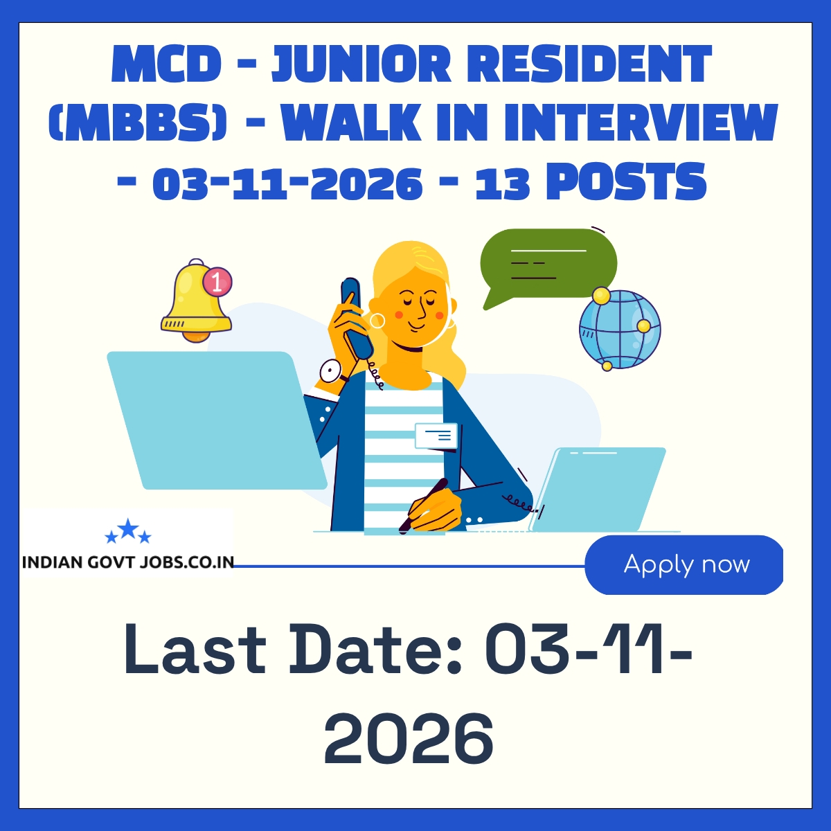 MCD Junior Resident (MBBS) Recruitment 2026