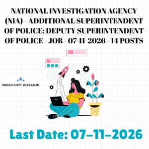 NIA Additional Superintendent of Police (Addl. SP) Recruitment 2026