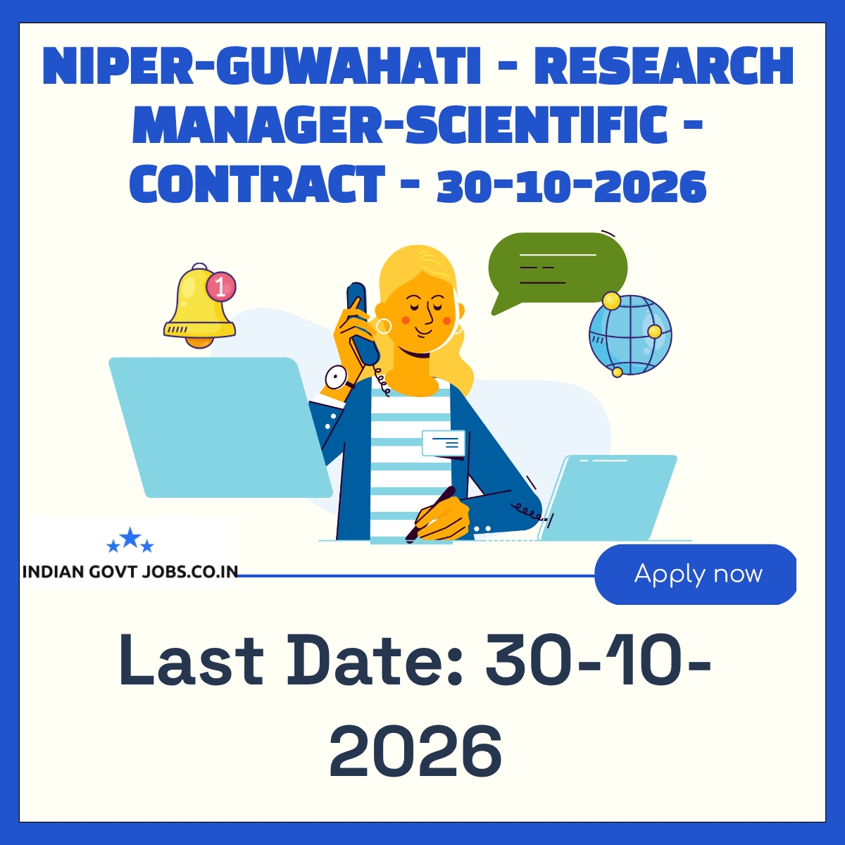 NIPER-Guwahati Research Manager-Scientific Recruitment 2026