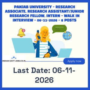 Panjab University Research Associate (Post-Doc Level) Recruitment 2026