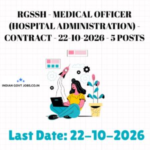 RGSSH Medical Officer (Hospital Administration) Recruitment 2026