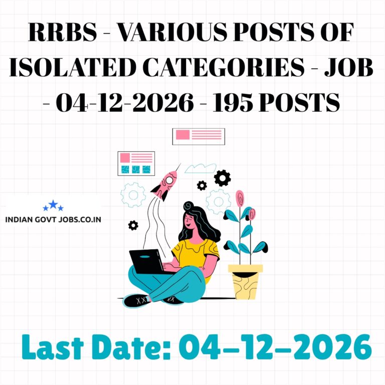 RRBs Various posts of Isolated Categories Recruitment 2026