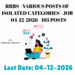 RRBs Various posts of Isolated Categories Recruitment 2026