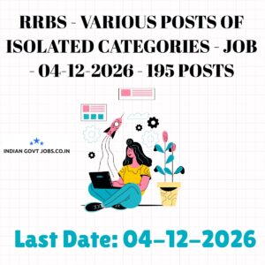 RRBs Various posts of Isolated Categories Recruitment 2026