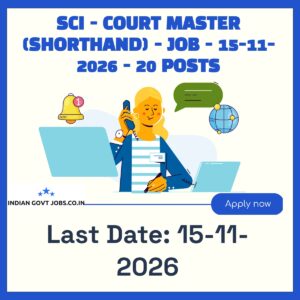 SCI Court Master (Shorthand) Recruitment 2026