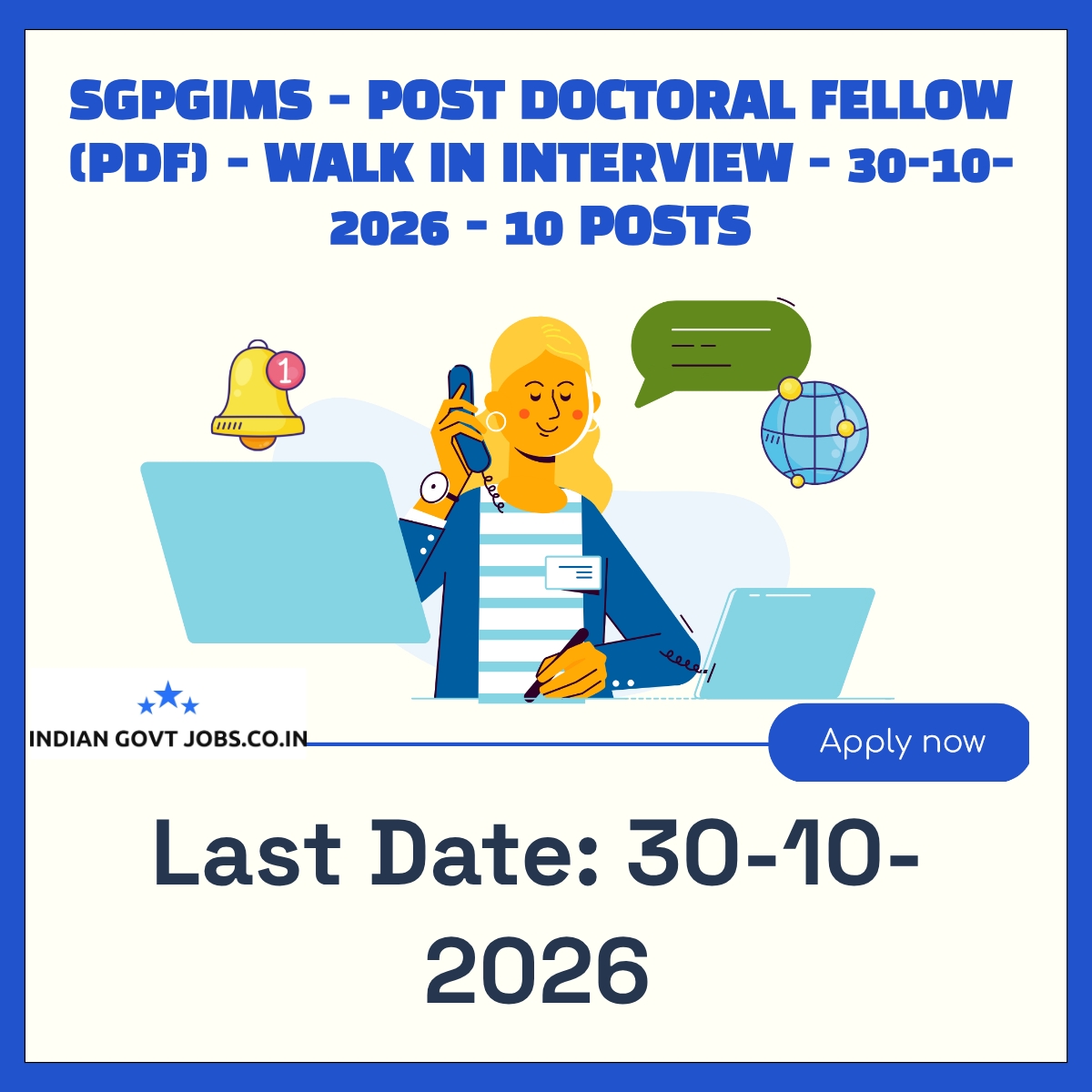 SGPGIMS Post Doctoral Fellow (PDF) - Pediatric CVTS Recruitment 2026