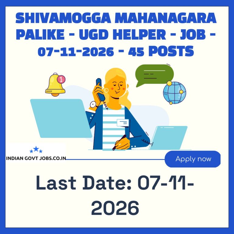 Shivamogga Mahanagara Palike UGD Helper Recruitment 2026