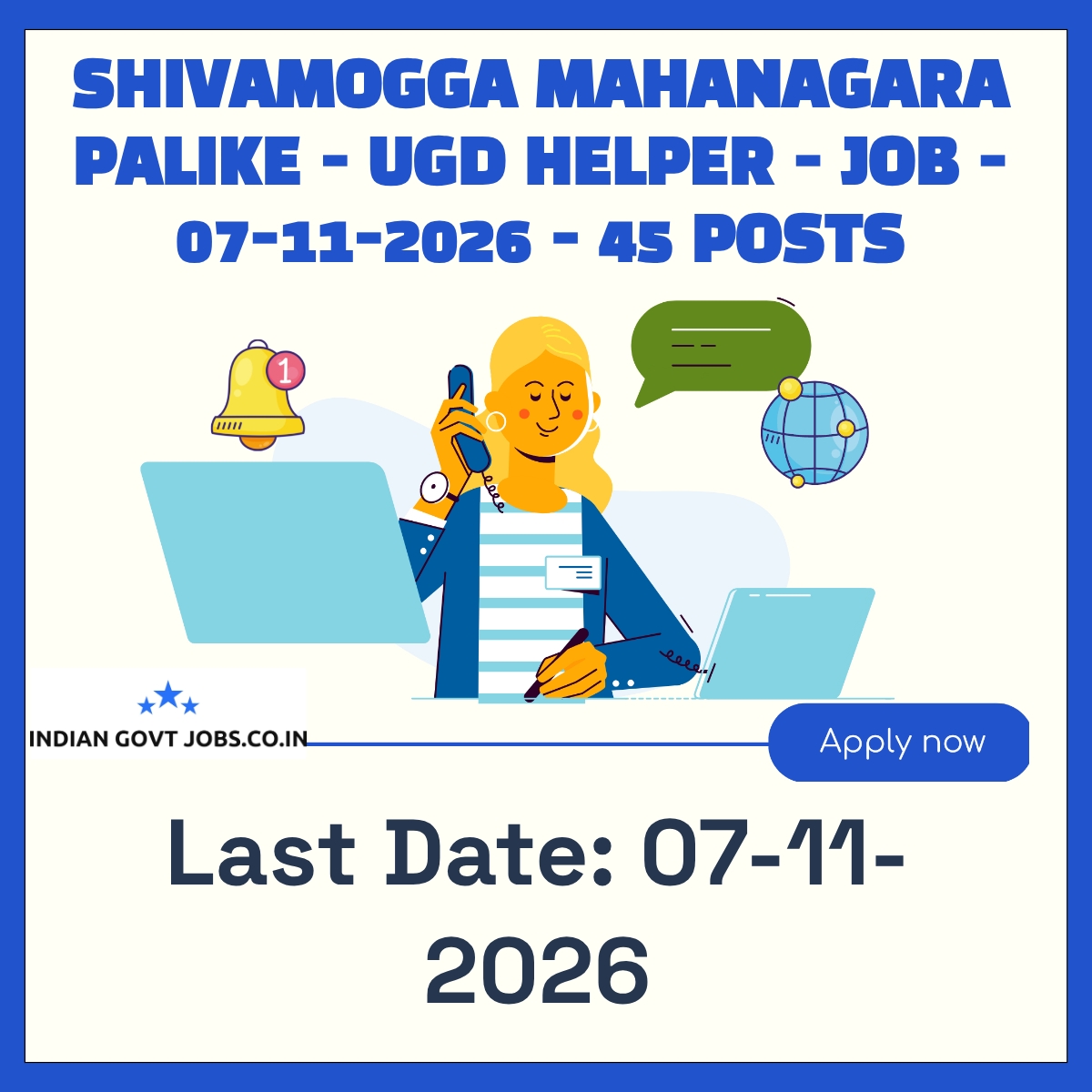 Shivamogga Mahanagara Palike UGD Helper Recruitment 2026