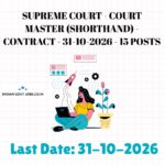 Supreme Court Court Master (Shorthand) Recruitment 2026