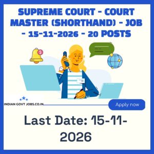 Supreme Court Court Master (Shorthand) Recruitment 2026