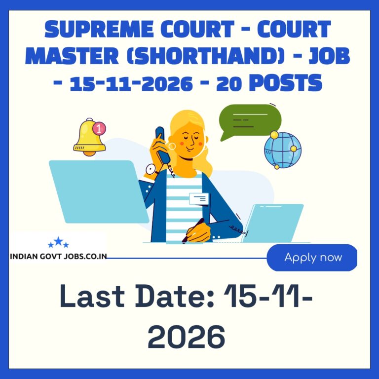 Supreme Court Court Master (Shorthand) Recruitment 2026