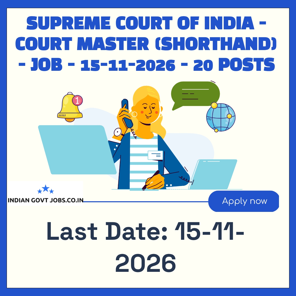 Supreme Court of India Court Master (Shorthand) Recruitment 2026