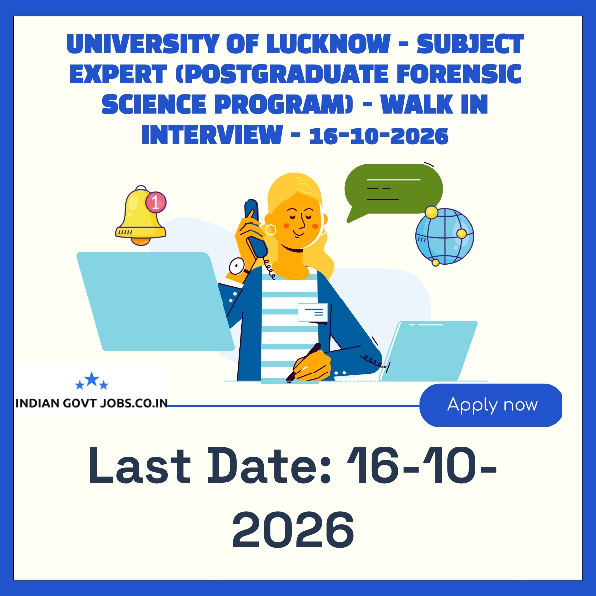 University of Lucknow Subject Expert (Postgraduate Forensic Science program) Recruitment 2026