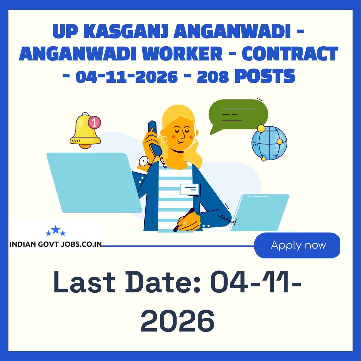 UP Kasganj Anganwadi Anganwadi Worker Recruitment 2026